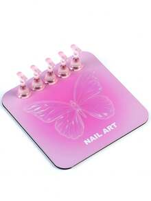 1 set de suporturi pentru unghii argintii/roz, suport de afișare unghii cu inimă și fluture, suport magnetic pentru unghii, practică pictura unghii, accesorii pentru set manichiură acrilic pentru începători, modele de unghii cu prindere prin presare, echipamente și decorațiuni pentru salon de unghii, 1 bază plus 5 suporturi pentru practică afișare unghii. - Multicolor - Vizualizare 8