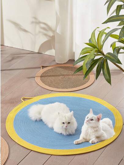 1 pezzo Cuccia per gatti rinfrescante con tappetino per grattare in sisal e cuscinetto rinfrescante - Design intrecciato rotondo, durevole e traspirante per giocare e dormire, facile da pulire