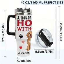 40oz Golden Cocker Retriever Tumbler, Double Wall Vacuum Insulated Travel Mug, Spill Proof Lid, Gift For Dad, Mom, Ideal For Christmas, Mother's Day, Birthday Gift, Perfect As A Halloween Gift, Coffee Cup - 黑色 - 查看 4