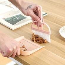 Mini Dust Pan And Broom Set 1 Piece Dust Pan Brush Set Portable Plastic Brush Set For Utility Brush Keyboard Home Kitchen Sweeper Desk Desk Office - Pink