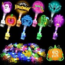 CPSYUB 40 Pack Halloween Party Favors For S: LED Light Up Finger Lights Halloween Trick-Or-Treat Goodie Bag Fillers Stuffers, Glow In The Dark Toys Bulk Non-Candy For Party Classroom Prizes