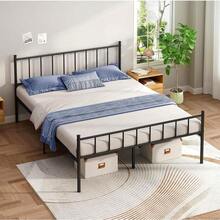 Marco de Cama de Metal de Plataforma Simple y atmosférica, Base Cama Matrimonial, Incluye Cabecera y Pie, Espacio de Almacenamiento Debajo de la Cama,Marco Resistente (Matrimonial) - Matrimonial - Ver 7