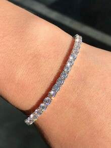 1pc 2mm-3mm Four-Claw Full Diamond Bracelet 925 Sterling Silver Shining Light Luxury And High-End Exquisite Fine Jewelry Gifts For Women - Tennis Bracelet - View 3