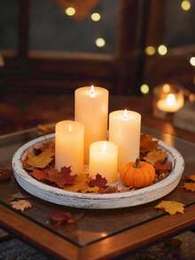 1pc 7.8in/11in Vintage Distressed Wooden Tray, Coffee Cup Candle Holder Decorative Plate For Living Room, Kitchen Tabletop, Handmade Wooden Storage Decor, Halloween/Christmas Gift