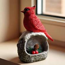 - Figuritas de pjaro cardinal rojo para decoracin del hogar, estatua de resina para oficina, estantera, decoracin de mesa, detalles bonitos y realistas adornos de cardenal en piedra - inicial - Ver 5