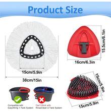 Mop Heads Replacements For O-Cedar RinseClean 2-Tank Spin Mop, Mop Replace Head For O Cedar, Spin Mop Heads For Ocedar Includes 3 Pack Mop Refills, 2 Upgrade Scrub Brush, 1 Mop Base For O-Cedar Mop - cho Ocedar Easywring 1 bình - Xem 3