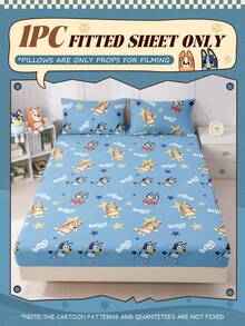 Bluey Juego de sábanas con estampado digital de , funda nórdica, protector de colchón, cubrecama, sábana ajustable, textil para el hogar cómodo, sábana ajustable de tonos frescos, protector de colchón transpirable y antipilling, suave y amigable con la piel, cubrecama con estampado de dibujos animados, decoración del hogar de , funda de sofá, sábana ajustable, cubrecama de tamaño king, sábana ajustable extra grande, juego de sábanas ajustables - Azul - Ver 3