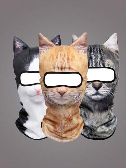 1 szt. Unisex Outdoor Maska na twarz z filtrem UV i wzorem 3D zwierząt, zabawna maska do uprawiania sportu, jazdy na rowerze, jazdy na nartach, odpowiednia na codzienne wyjścia