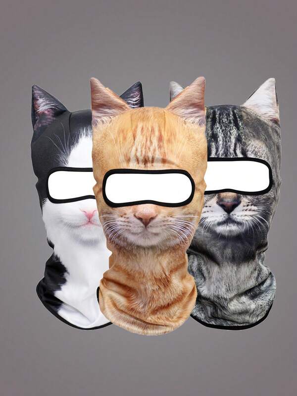 1 szt. Unisex Outdoor Maska na twarz z filtrem UV i wzorem 3D zwierząt, zabawna maska do uprawiania sportu, jazdy na rowerze, jazdy na nartach, odpowiednia na codzienne wyjścia