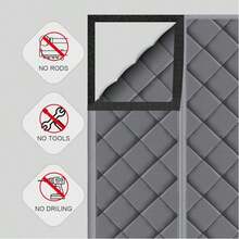 Heavy-Duty Magnetic Thermal Insulated Door Curtain For Winter - 38"X82" (96x208cm) Sliding/Regular Doors, Multi-Layer Oxford Fabric & Insulation, -Saving Locking System, Pet-Friendly Locking Mechanism, Fits Wood/French Doors - Màu Xám nhạt - Xem 6
