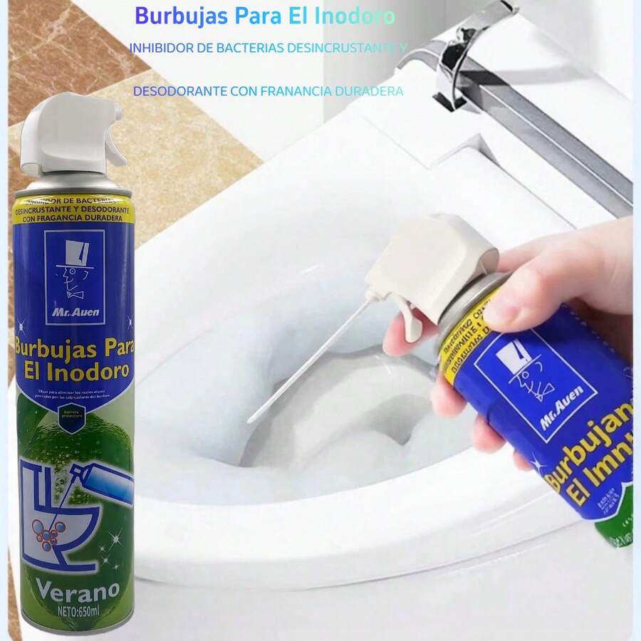 Burbujas para inodoro limpiador multifuncional refresca desinfecta 650ml mantenimiento baño aroma agradable fácil aplicar solución prolongada higiene desodorización uso doméstico