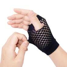 Fishnet Fingerless Gloves Mesh Arm Sleeves Fish Net Arm Sleeves EMO Gloves For Women In Theme Party Scene Accessories{"Size_name":"Short","Color_name":"#1-Black(Short)"} - 多色18 - 查看 3