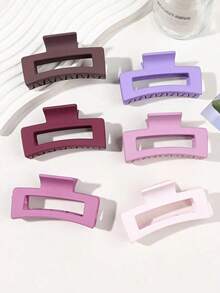 6pcs/Set Cute Girl Spring/Summer Pink Matte Hair Claws, Medium Square Shaped, Versatile Hair Accessories Claw Clips Hair Clips Hair Jaw Clip Hair Clamps Hair Clutch Hair Catcher Clip Fall Winter Vacation Outfits Woman K2GZ - Multicolor 6 - 查看 6