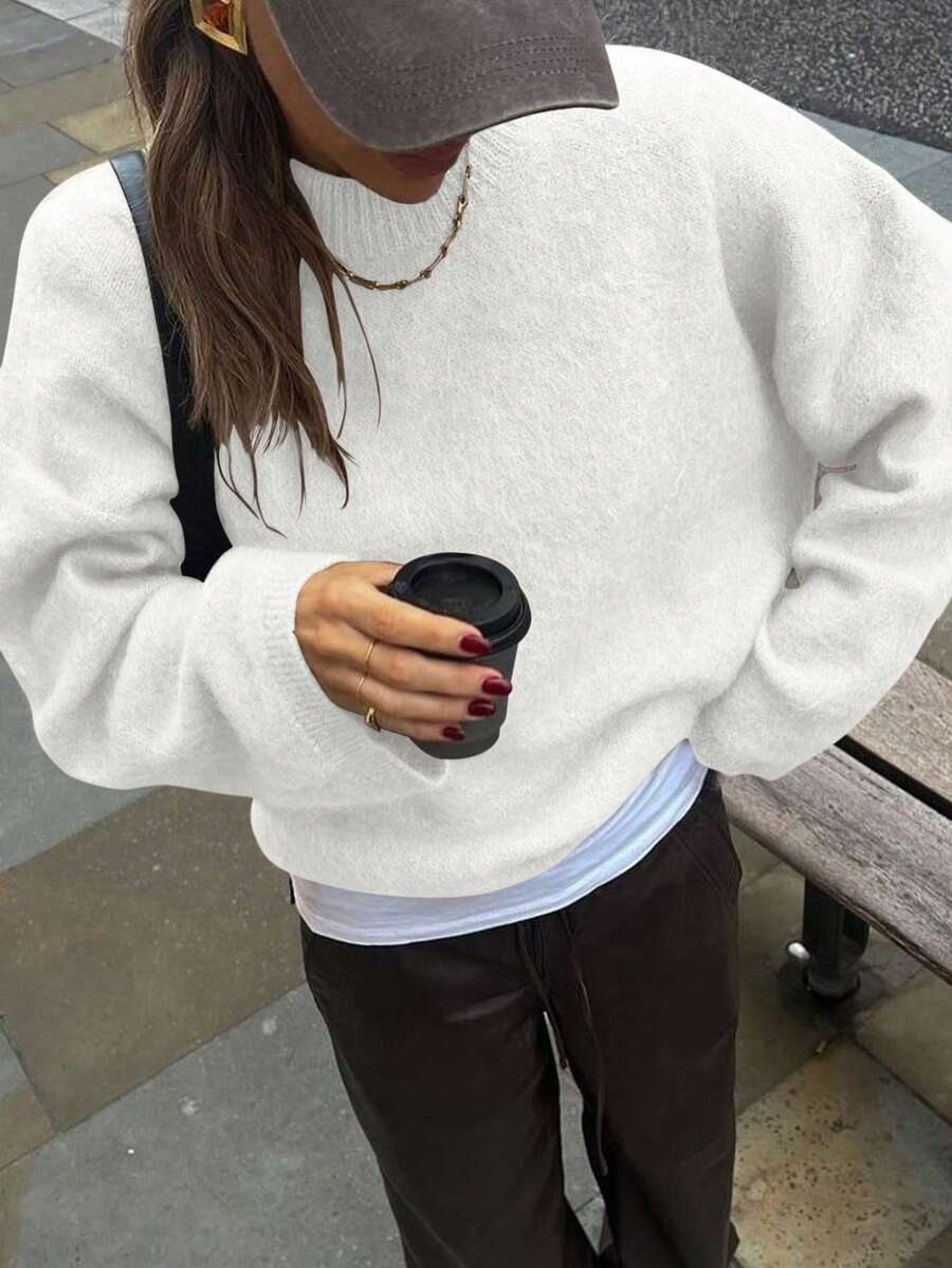 Women's Off-Shoulder Drawstring Gray Sweater, Fashion Minimalist Business Casual Commute Elegant Vacation Warm High-End Versatile Slimming Victory Day Cute Top Korean Style