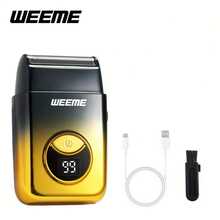 WEEME 男士不锈钢电动剃须刀，USB 充电锂电池，快速充电，LED 显示屏，不可水洗，≤36V，电池寿命 > 60 分钟，适合旅行和随时使用。