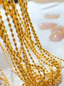 1米DIY美甲超薄1.0毫米银铜珠链，节日礼物美甲用品指甲饰品美甲宝石 - 彩色 - 查看 6