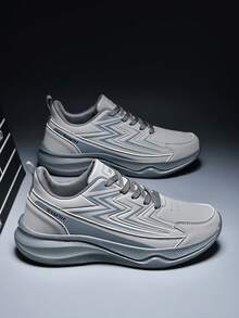 STARNOVO 男士秋冬新款皮革鞋面大码运动鞋，系带户外跑步鞋，防风，内衬舒适，适合日常工作生活，尺码39-48 - 灰色 - 查看 3