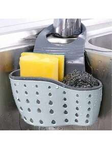 1pc Sink Hanging Drain Basket With Silicone Storage Box, Adjustable Shoulder Strap Drain Rack, Sponge Holder, Faucet Hanging Basket, Kitchen Storage Bag, Perfect For Storing Sponges And Rags In The Kitchen (Color Random)