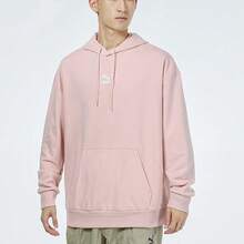 Puma 男女通用经典纯色简约小Logo针织宽松休闲套头卫衣 533114 - 粉色 - 查看 3