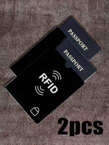 2个装RFID屏蔽信用卡保护套，RFID/NFC屏蔽防欺诈，健康证/卡保护，非接触式银行交易，信用卡夹，RFID/NFC保护膜，10个装男女通用信用卡/身份证保护套，防水防盗 - 黑色 - 查看 1