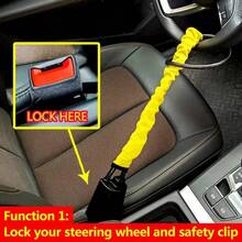 Car Security Lock - Heavy Duty Steel Steering Wheel Lock For Theft Protection, Easy Install & Universal Fit For Travel Peace Of Mind - Yellow - View 2