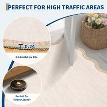 Kitchen Modern Simple Home Decor Area Rug Thin Low Pile Washable Carpet Soft Non Shedding Bordered Floorcover Easy To Clean Non Slip Entrance Runner Rug Stain Resistant Printed Mat Throw Rug For Hallway Bathroom Bedroom Dinning Room Laundry Living Room - Màu be - Xem 7