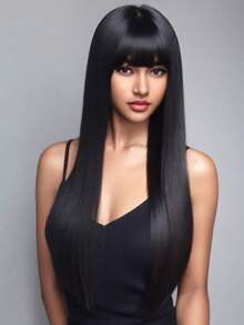 Long Straight Wig With Bangs For Women, Fashionable, Elegant, Versatile Style Suitable For All Women, Daily Wear, Parties And Gatherings - Multicolor - View 5