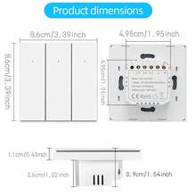 مفتاح إضاءة ذكي للحائط يعمل بتقنية الواي فاي AC100-240V زر ضغط التطبيق الذكي Tuya التحكم عن بُعد يعمل مع أليكسا، يحتاج سلك محايد