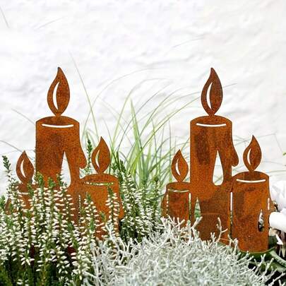 2 st metalldekorationer med ljusflamma, rustika, universella högtidsdekorationer för jul, halloween, thanksgiving, nyår, trädgård, ingen elektricitet, inga fjädrar