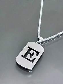 1 Piece Fashionable And Personalized Geometric Square Necklace With 26 English Letter Pendant Made Of Stainless Steel, Simple And Versatile Accessory Foromen And Men