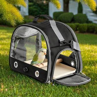 1pc Portable Bird Carrier - With Plastic Bottom, Stand And Shoulder Strap, Zipper Closure, And Comfortable, Foldable Travel Pet Carrier Suitable For Various Small Pets