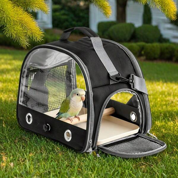 1pc Portable Bird Carrier - With Plastic Bottom, Stand And Shoulder Strap, Zipper Closure, And Comfortable, Foldable Travel Pet Carrier Suitable For Various Small Pets