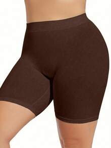 Meguma 1 Stück Damen Shorts in Große Größen mit hoher Taille, eng anliegende Workout-Hose mit Nacktgefühl - Braun - Übersicht 6