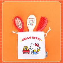 Miniso Hello Kitty 3-Piece Portable Travel Mini Mirror & Comb Set. Compact And Cute, Made Of Lightweight And Durable Plastic Material. The Mirror And Comb Combination Meets Daily Grooming Needs, And Is A Must-Have For Travel And Shopping (1 Set) - Multicolor - View 3