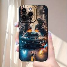 Funda de Teléfono con Patrón de Escena de Explosión de Coche Deportivo Genial, Diseño Nuevo y de Alta Gama, Funda de Teléfono Resistente a los Golpes, Adecuada para iPhone 16 15 14 13 12 11 XR XS Xsmax SE 8 7 Pro Plus Max Mini Series, Puede Ser un Regalo para Novio o Novia - Colores mixtos - Ver 8