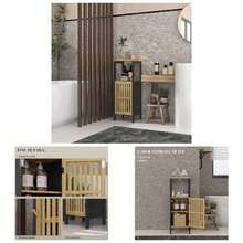 Slim Bathroom Storage Cabinet, Small Bathroom Cabinet With Open Compartment And Adjustable Shelf, Black - Black - View 1