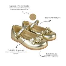 Children's Ballet Flats Girls' Formal Shoes Doll Gold Buckle Bow Plain Light Soft Comfortable - Vàng - Xem 3