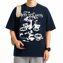 Alice In Chains T-Shirt International Rock Band Music Unisex Male Female 100% Cotton Premium Top Streetwear Launch Immediate Shipping Various Colors!! Plus Size - 藏蓝色 - 查看 2