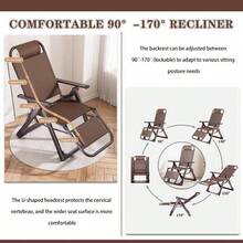 90 - 170 Adjustable Zero Recliner Chair, Folding Patio Lounge Chair Elderly, 330lbs Capacity, Breathable Fabric, IndoorOutdoor Use - Color marrón + 58*12*94cm - Ver 6