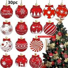 12pcs/36pc Christmas Ball Pendant Wooden Pendant Christmas Decoration ,2D Three-Dimensional Ornaments, Not 3D. This Pendant Is A Wooden Flat Single-Sided Pendant, Not A Sphere Home Decoration Decoration Decoration Family Atmosphere Christmas Tree Decoration Pendant, Party Decoration Supplies - Wooden Pendant Christmas Decoration-christmas Tree Decoration - View 14