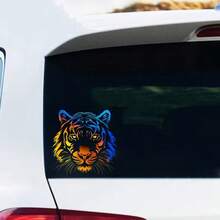 1 件多色虎头贴花 - 防水防刮，PVC 贴纸适用于汽车、摩托车、笔记本电脑、卡车和门窗装饰 | 大胆的动物设计用于车辆定制、卡车装饰 | 充满活力的设计 | 耐用的贴纸 - 均碼 - 查看 5