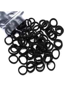 10个/50个/200个黑色纯色弹力发圈，小号2厘米/0.787英寸，适合女性日常使用，简约厚实，可扎马尾，风格简约优雅，高弹力无缝发饰，佩戴无痛，适合女性发饰，基础款发圈，适合日常休闲佩戴，办公通勤发饰，头饰发带，头饰橡皮筋 - 黑色 - 查看 8