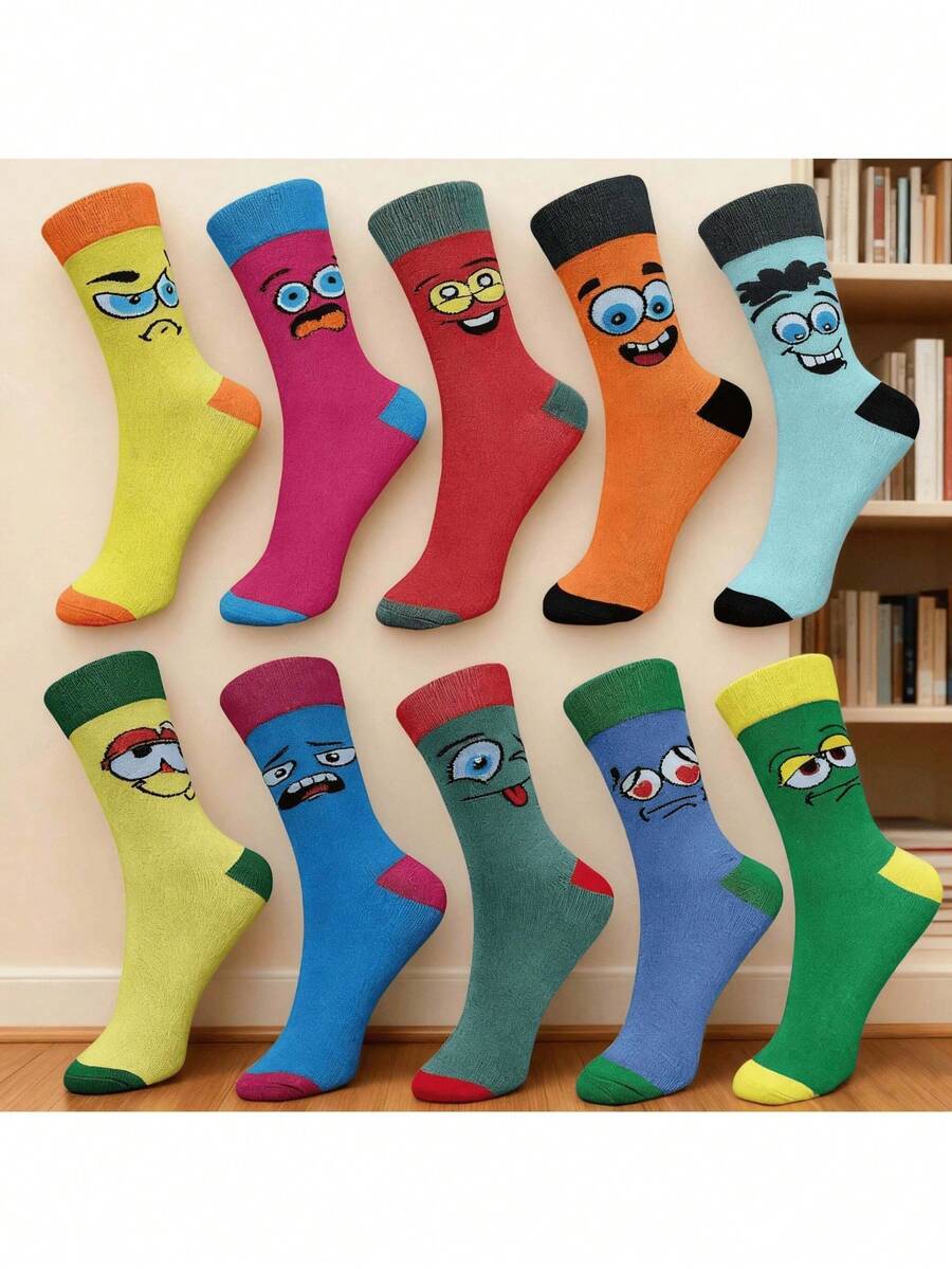 男士笑脸过膝袜（1/5双装），采用柔软针织面料制成。适合在感恩节、万圣节、圣诞节、家庭聚会和派对等场合穿着。是送给男士的理想圣诞礼物，也是秋季的时尚单品。 - 彩色 - 查看 1