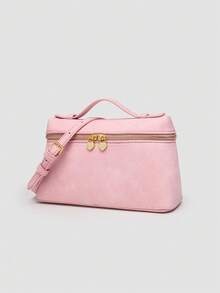 1pc Solid Color PU Square Crossbody Bag, Suitable For Women's Daily Fashion Matching And Outings - Pink - View 2