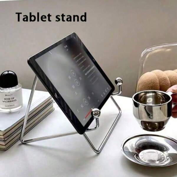 1pc Metal Flat Stand Desk Slouchy Bracket, Iron Art Study Holder, Portable Reading Stand