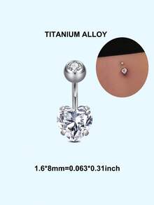 Khuyên rốn hợp kim titan 14G G23, titan nguyên khối hình trái tim cắt giác, đá Cubic Zirconia, trang sức xỏ rốn, khuyên rốn có ren trong, trang sức xỏ rốn 14G, khuyên rốn, trang sức xỏ rốn cho nữ và nam - Trái tim trắng CZ - Xem 18
