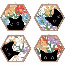 IARTTOP Black Cats Wood Sign Decor Funny Cats House Wooden Plaques Welcome Door Sign (10X11 Inch) Kitten Hanging Signs Cute Animal Welcome People Tolerated Themed Gifts Pet Shop Home Decor