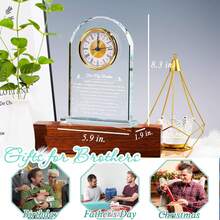 YWHL Meaningful Birthday Gifts For Adult Brother From Sister, Father's Day Brother Gifts Idea, Glass Clock Keepsake For Christmas Graduation (Battery Not Included)