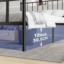 Marco de Cama de Metal de Plataforma Simple y atmosférica, Base Cama Matrimonial, Incluye Cabecera y Pie, Espacio de Almacenamiento Debajo de la Cama,Marco Resistente (Matrimonial) - Matrimonial - Ver 2