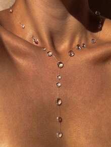 1pc Fashionable Minimalist Faux Water Drop Dew Necklace, Suitable For Women In Any Occasion